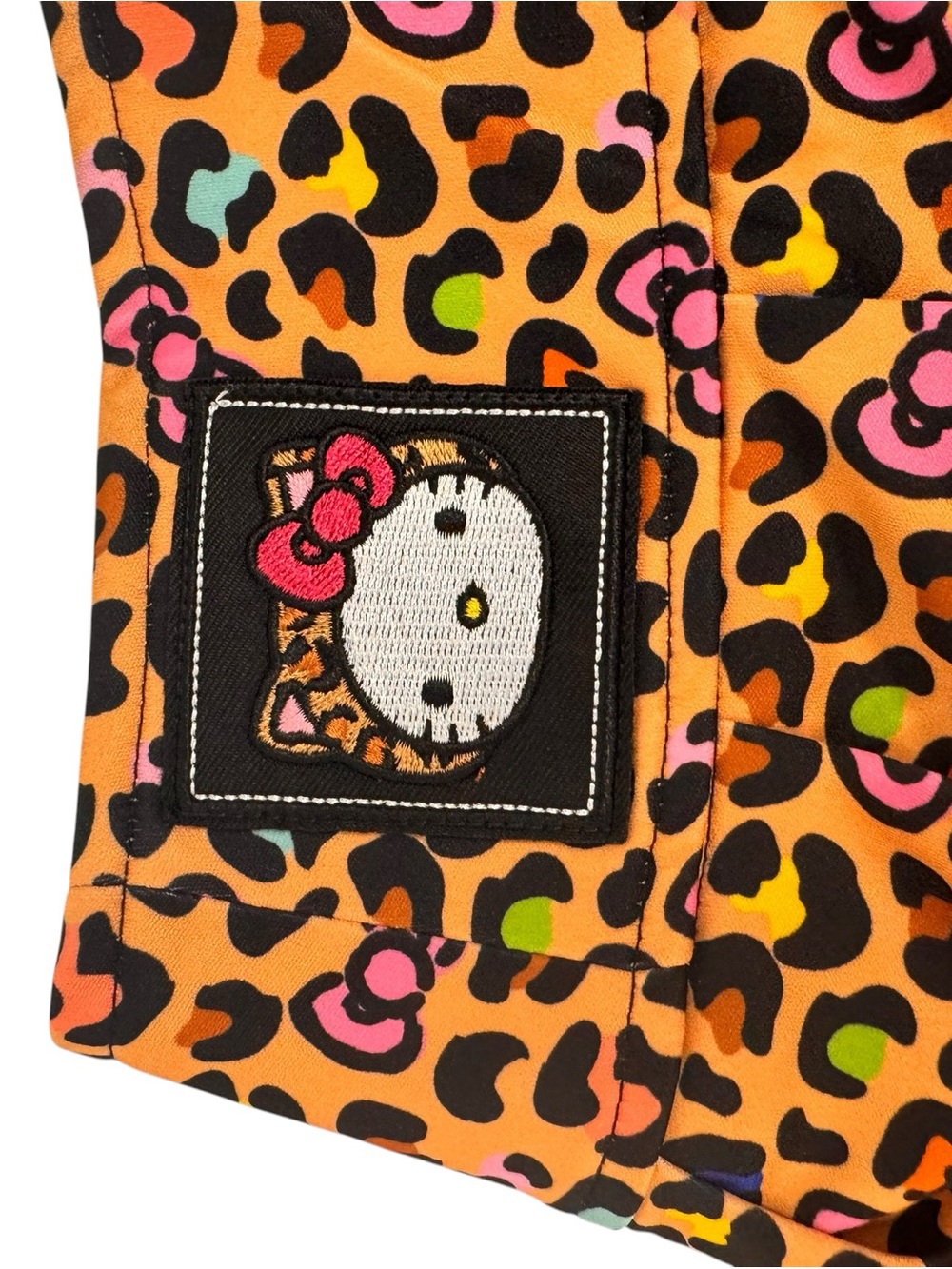 Hello Kitty Orange Leopard Print Skirt with Colorful Spots and Patch - Picture 3 of 8